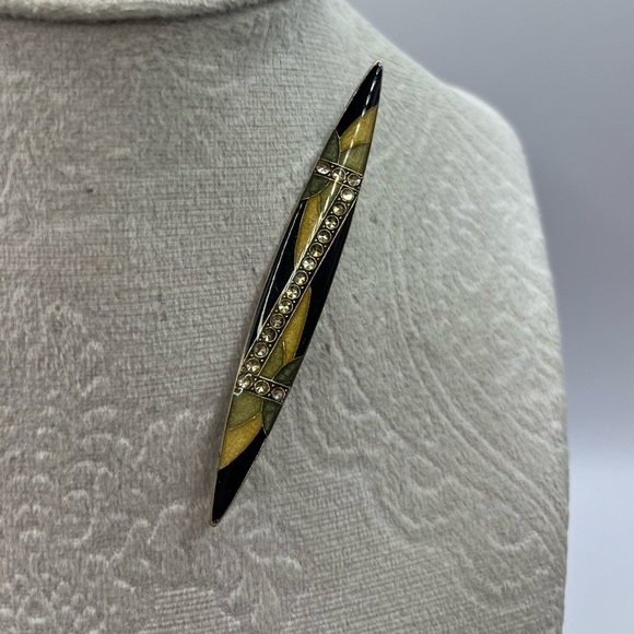 Vintage Pierre Bex France Art Deco Style and  rhinestone brooch Trombone Closure - Picture 4 of 9